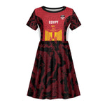 Custom Egypt Football Kid Short Sleeve Dress 2026 Go Pharaohs Ancient Egyptian Pattern - African Pride