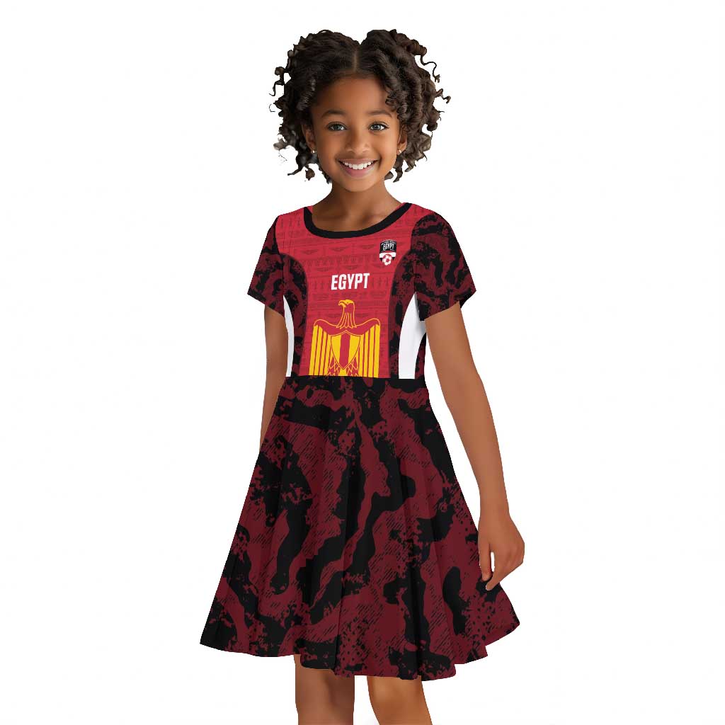 Custom Egypt Football Kid Short Sleeve Dress 2026 Go Pharaohs Ancient Egyptian Pattern - African Pride
