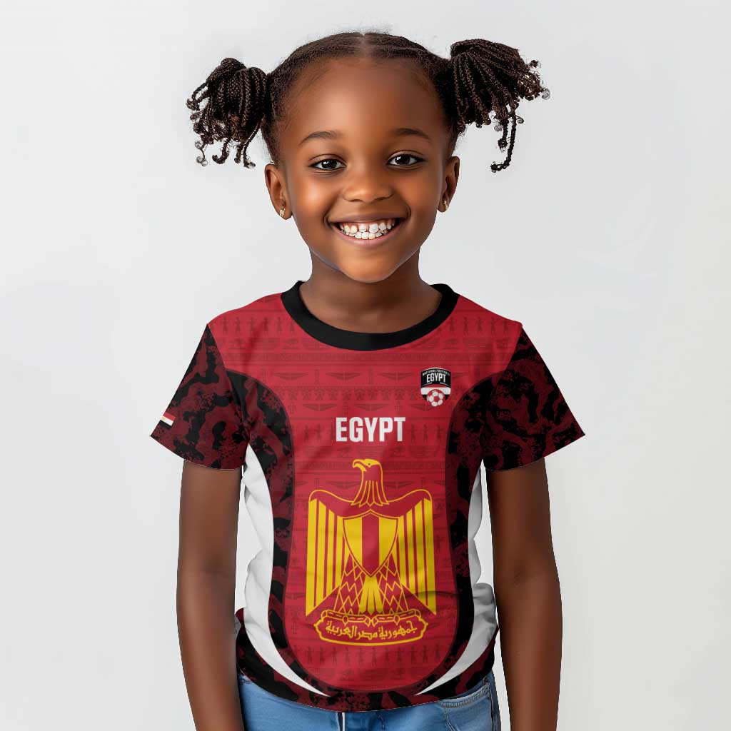 Custom Egypt Football Kid T shirt 2026 Go Pharaohs Ancient Egyptian Pattern - African Pride