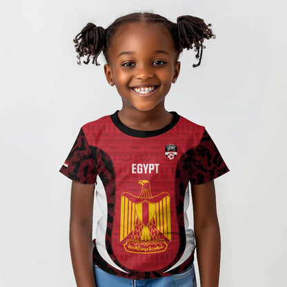 Custom Egypt Football Kid T shirt 2026 Go Pharaohs Ancient Egyptian Pattern - African Pride