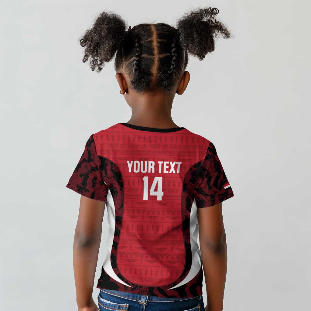 Custom Egypt Football Kid T shirt 2026 Go Pharaohs Ancient Egyptian Pattern - African Pride
