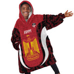 Custom Egypt Football Kid Wearable Blanket Hoodie 2026 Go Pharaohs Ancient Egyptian Pattern - African Pride
