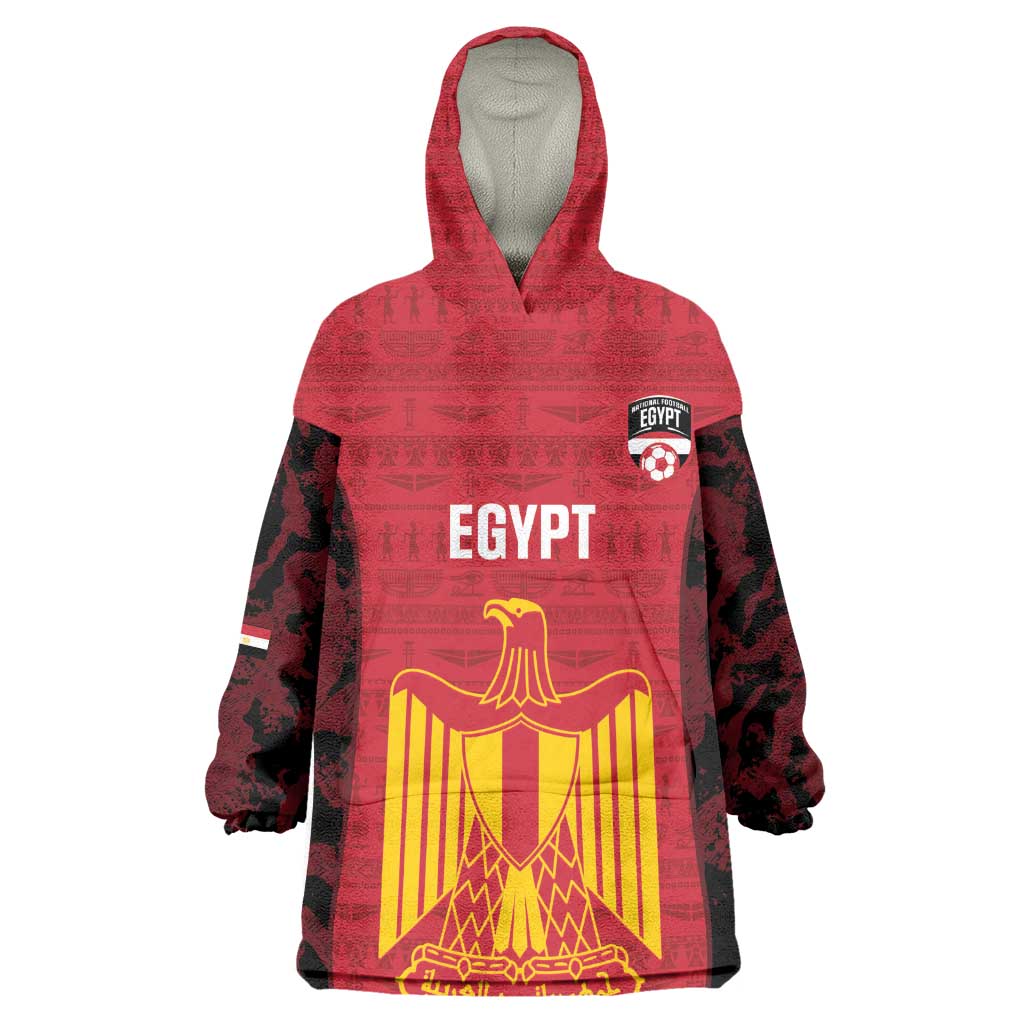 Custom Egypt Football Kid Wearable Blanket Hoodie 2026 Go Pharaohs Ancient Egyptian Pattern - African Pride