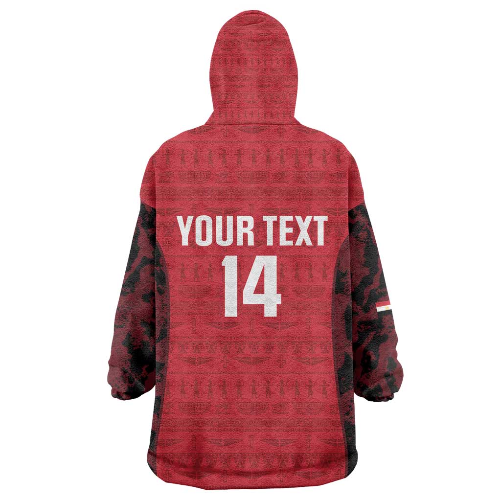 Custom Egypt Football Kid Wearable Blanket Hoodie 2026 Go Pharaohs Ancient Egyptian Pattern - African Pride