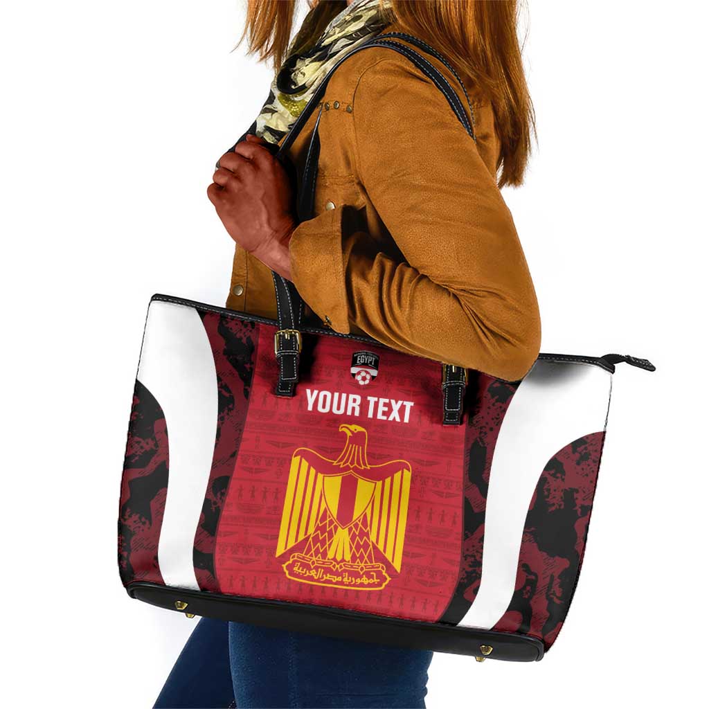 Custom Egypt Football Leather Tote Bag 2026 Go Pharaohs Ancient Egyptian Pattern - African Pride