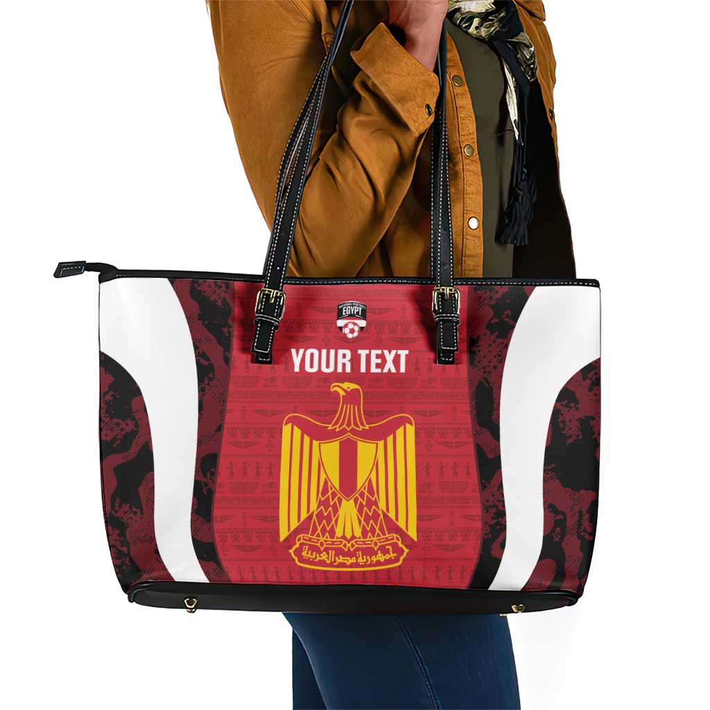 Custom Egypt Football Leather Tote Bag 2026 Go Pharaohs Ancient Egyptian Pattern - African Pride