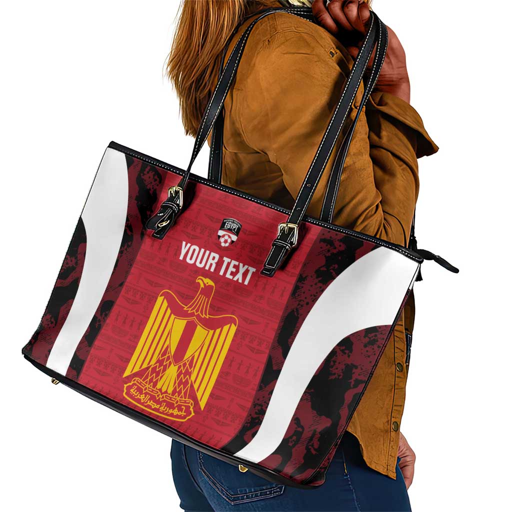 Custom Egypt Football Leather Tote Bag 2026 Go Pharaohs Ancient Egyptian Pattern - African Pride