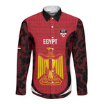 Custom Egypt Football Long Sleeve Button Shirt 2026 Go Pharaohs Ancient Egyptian Pattern - African Pride