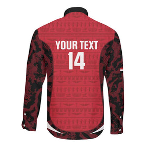 Custom Egypt Football Long Sleeve Button Shirt 2026 Go Pharaohs Ancient Egyptian Pattern - African Pride
