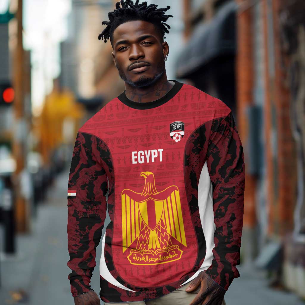 Custom Egypt Football Long Sleeve Shirt 2026 Go Pharaohs Ancient Egyptian Pattern - African Pride