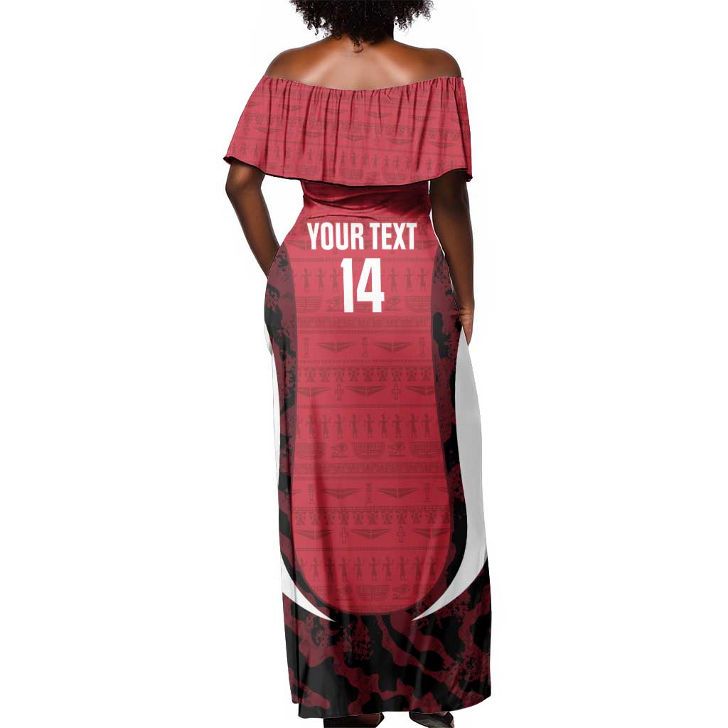 Custom Egypt Football Off Shoulder Maxi Dress 2026 Go Pharaohs Ancient Egyptian Pattern - African Pride