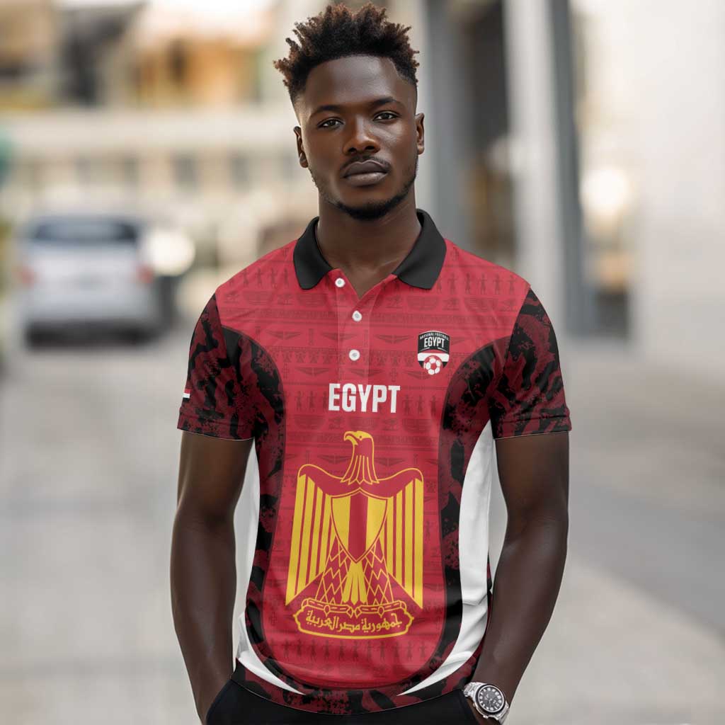 Custom Egypt Football Polo Shirt 2026 Go Pharaohs Ancient Egyptian Pattern - African Pride