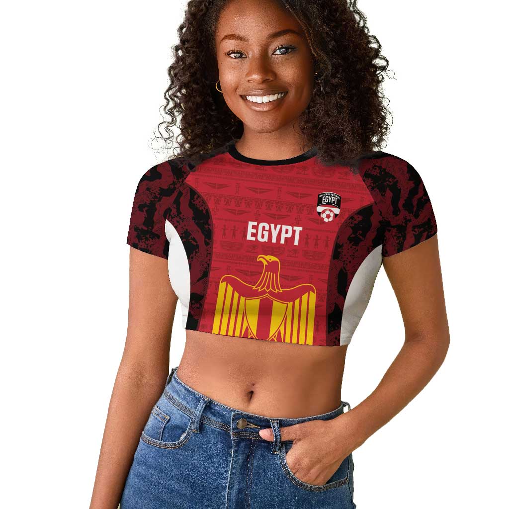 Custom Egypt Football Raglan Cropped T shirt 2026 Go Pharaohs Ancient Egyptian Pattern - African Pride