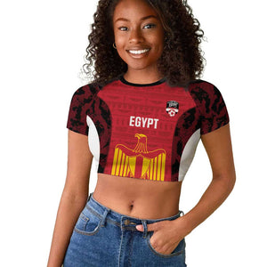 Custom Egypt Football Raglan Cropped T shirt 2026 Go Pharaohs Ancient Egyptian Pattern - African Pride