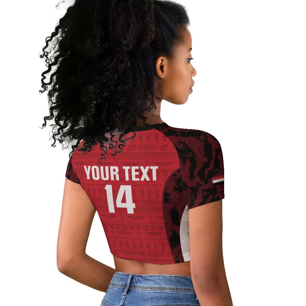 Custom Egypt Football Raglan Cropped T shirt 2026 Go Pharaohs Ancient Egyptian Pattern - African Pride