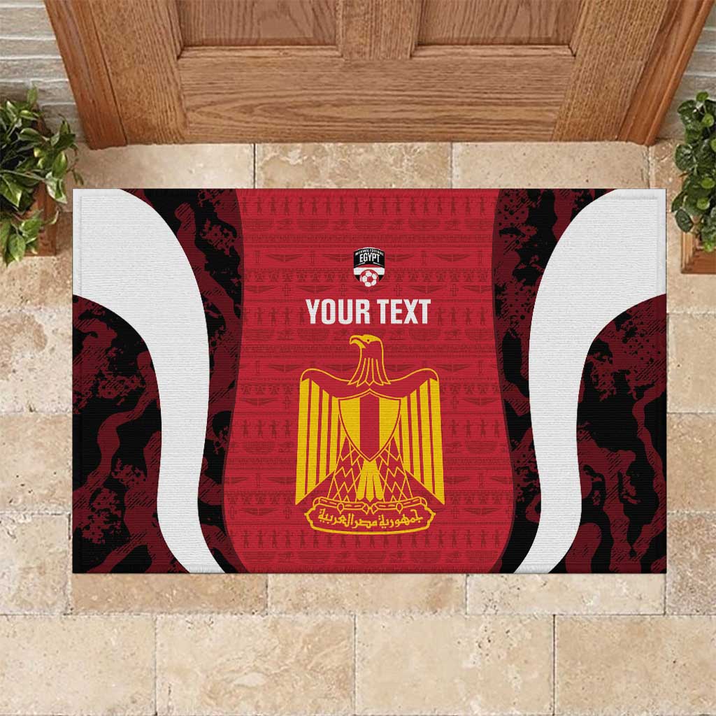 Custom Egypt Football Rubber Doormat 2026 Go Pharaohs Ancient Egyptian Pattern - African Pride