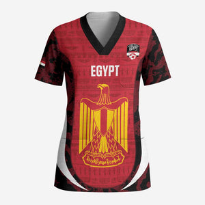 Custom Egypt Football Scrub Top 2026 Go Pharaohs Ancient Egyptian Pattern - African Pride