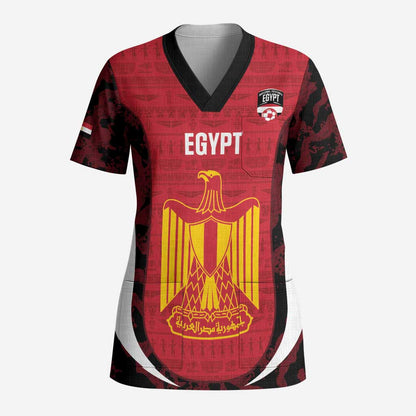 Custom Egypt Football Scrub Top 2026 Go Pharaohs Ancient Egyptian Pattern - African Pride