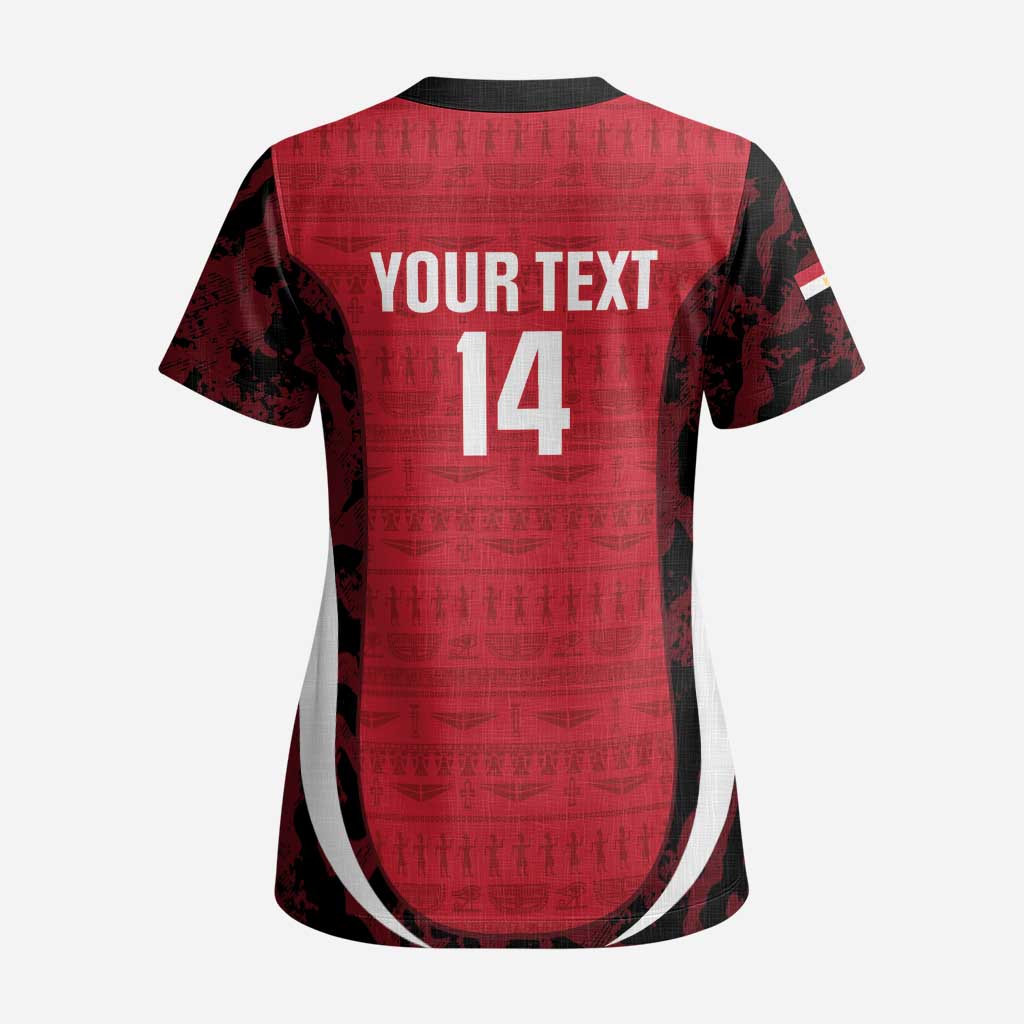 Custom Egypt Football Scrub Top 2026 Go Pharaohs Ancient Egyptian Pattern - African Pride