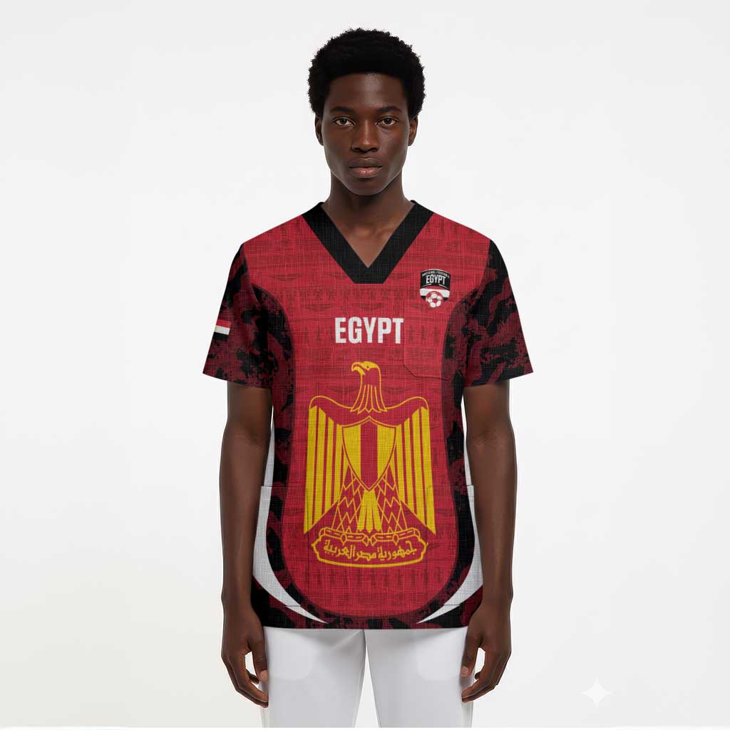 Custom Egypt Football Scrub Top 2026 Go Pharaohs Ancient Egyptian Pattern - African Pride