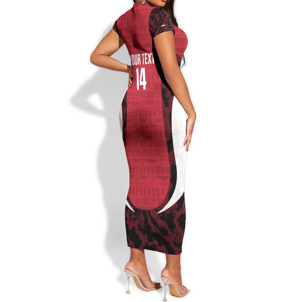 Custom Egypt Football Short Sleeve Bodycon Dress 2026 Go Pharaohs Ancient Egyptian Pattern - African Pride