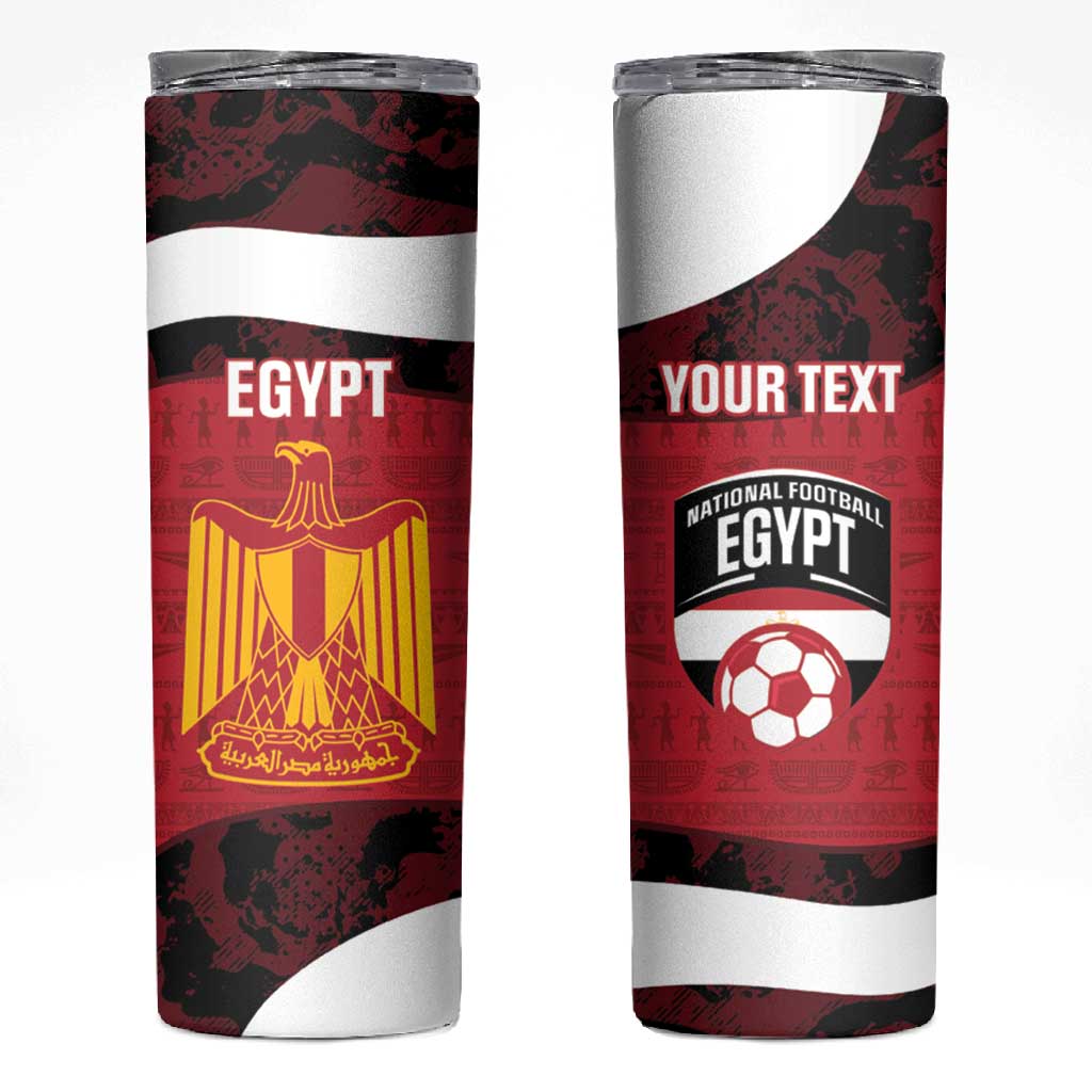 Custom Egypt Football Skinny Tumbler 2026 Go Pharaohs Ancient Egyptian Pattern - African Pride