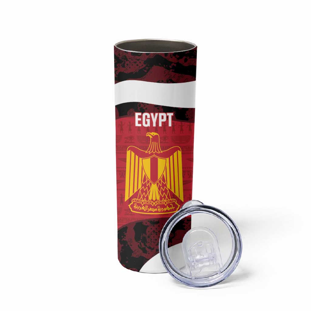 Custom Egypt Football Skinny Tumbler 2026 Go Pharaohs Ancient Egyptian Pattern - African Pride