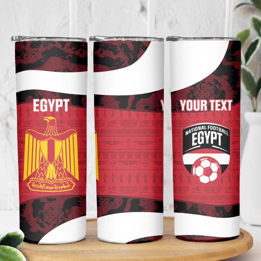 Custom Egypt Football Skinny Tumbler 2026 Go Pharaohs Ancient Egyptian Pattern - African Pride