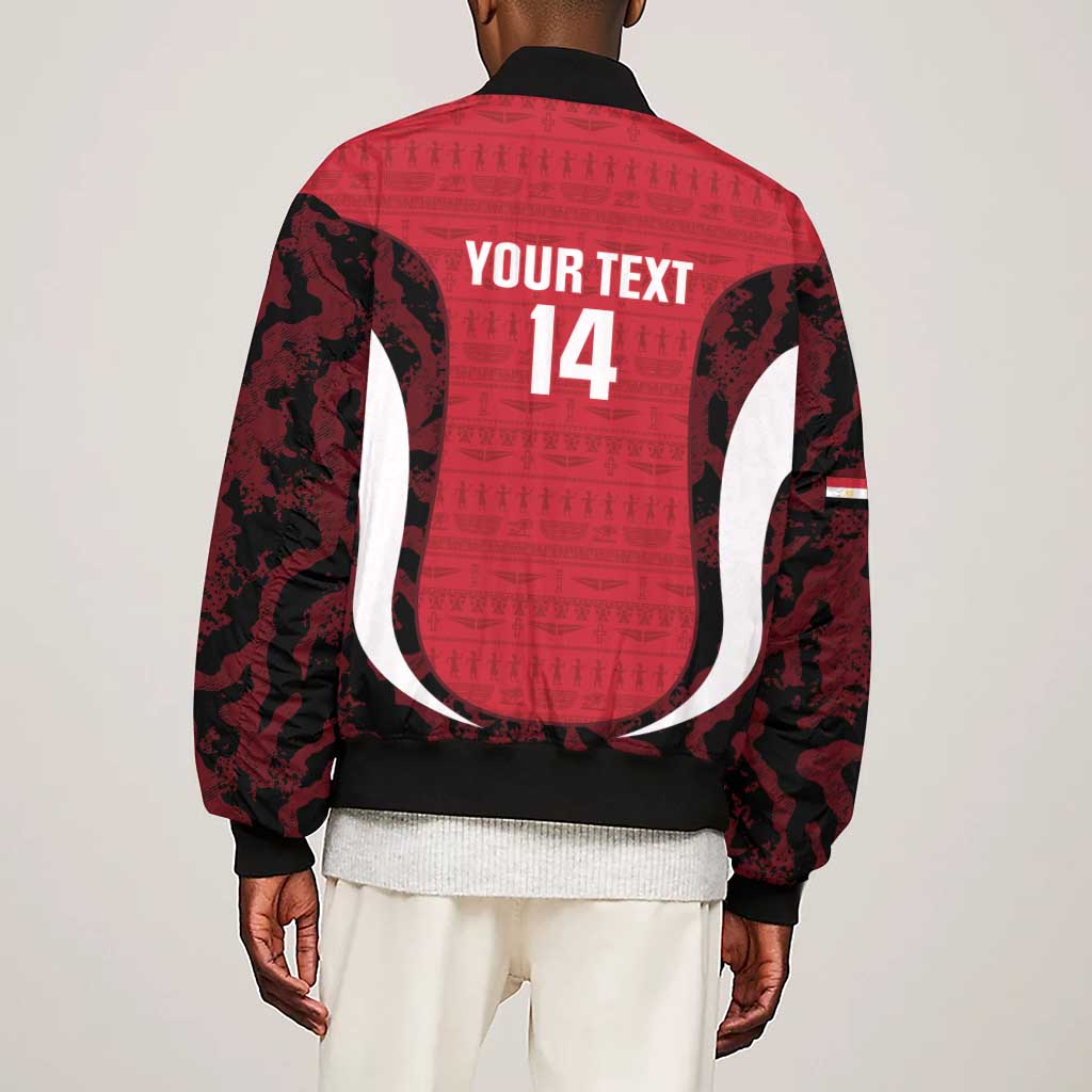Custom Egypt Football Sleeve Zip Bomber Jacket 2026 Go Pharaohs Ancient Egyptian Pattern - African Pride