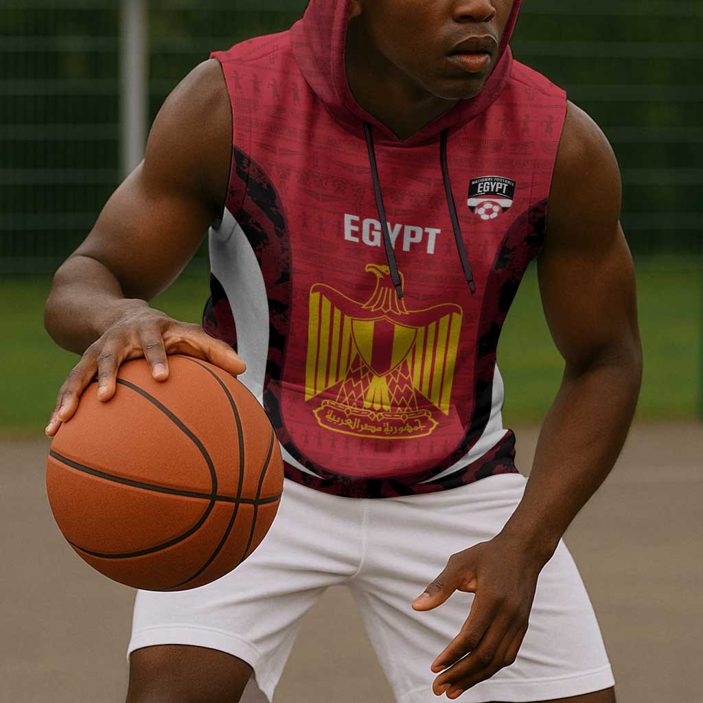 Custom Egypt Football Sleeveless Hoodie 2026 Go Pharaohs Ancient Egyptian Pattern - African Pride
