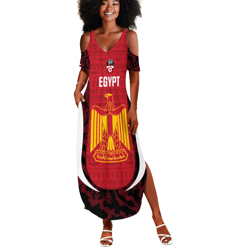 Custom Egypt Football Summer Maxi Dress 2026 Go Pharaohs Ancient Egyptian Pattern - African Pride