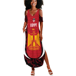 Custom Egypt Football Summer Maxi Dress 2026 Go Pharaohs Ancient Egyptian Pattern - African Pride