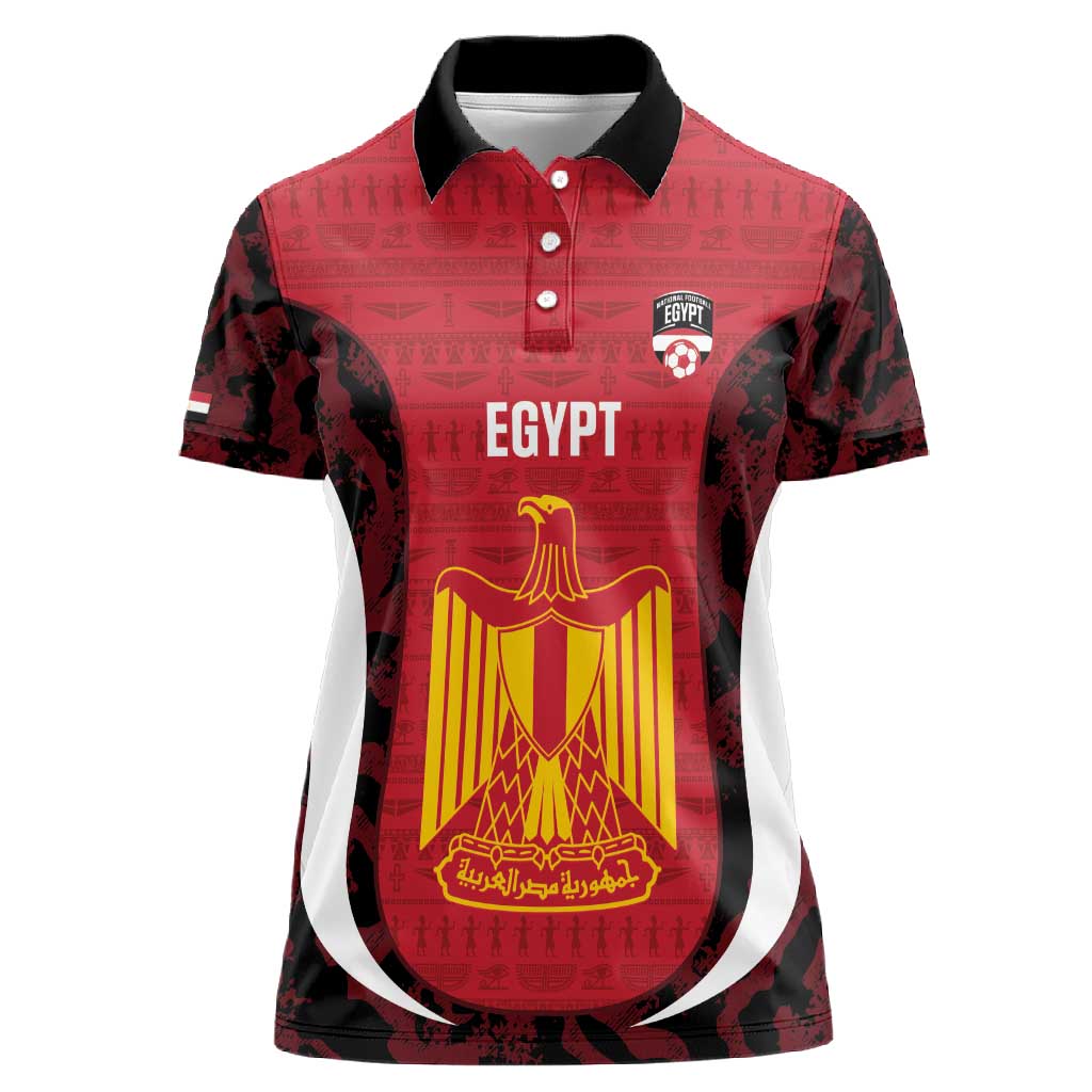 Custom Egypt Football Women Polo Shirt 2026 Go Pharaohs Ancient Egyptian Pattern - African Pride