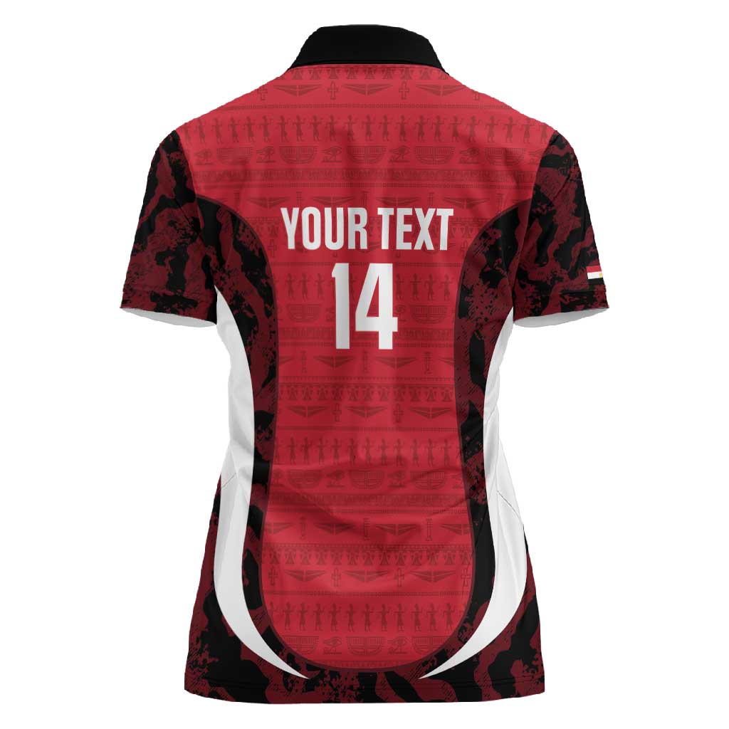 Custom Egypt Football Women Polo Shirt 2026 Go Pharaohs Ancient Egyptian Pattern - African Pride