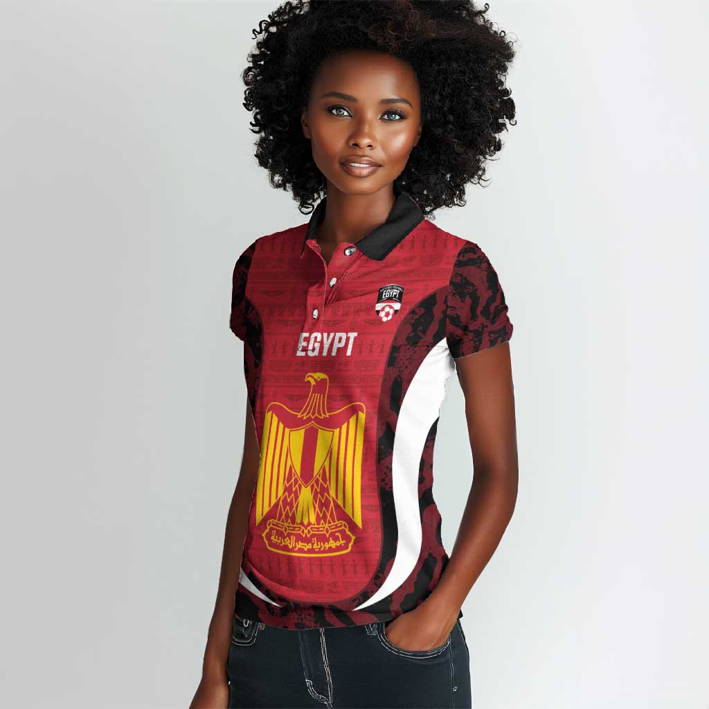 Custom Egypt Football Women Polo Shirt 2026 Go Pharaohs Ancient Egyptian Pattern - African Pride