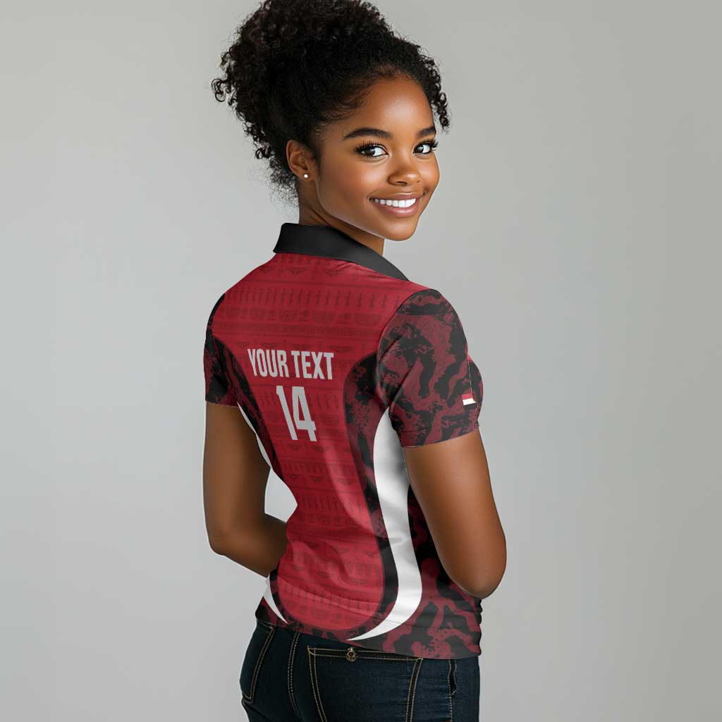 Custom Egypt Football Women Polo Shirt 2026 Go Pharaohs Ancient Egyptian Pattern - African Pride