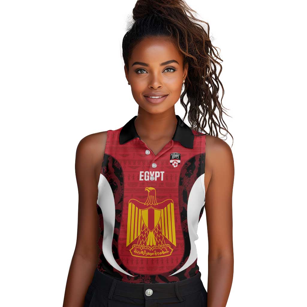 Custom Egypt Football Women Sleeveless Polo Shirt 2026 Go Pharaohs Ancient Egyptian Pattern - African Pride
