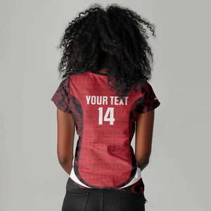 Custom Egypt Football Women V-Neck T-Shirt 2026 Go Pharaohs Ancient Egyptian Pattern - African Pride