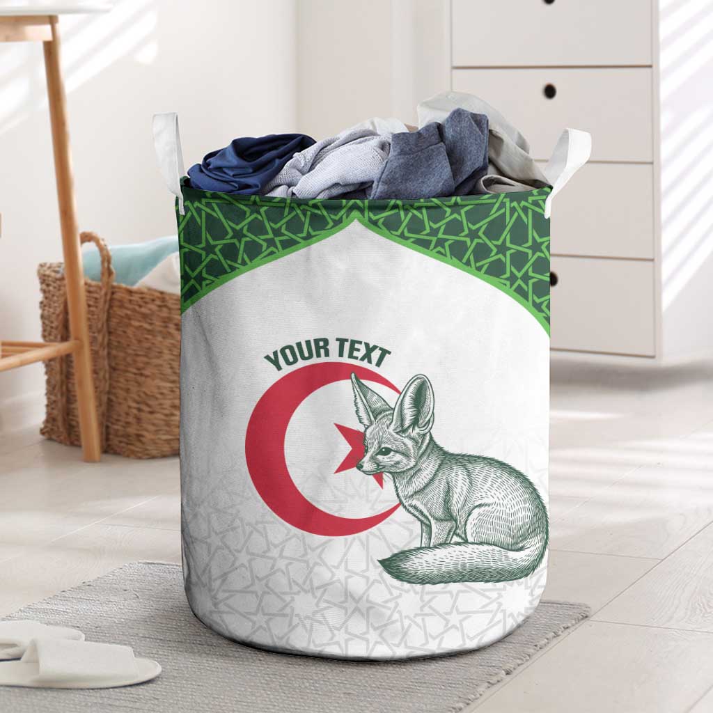 Custom Algeria Football Laundry Basket 2026 Go Greens Fennec With Islamic Pattern - African Pride