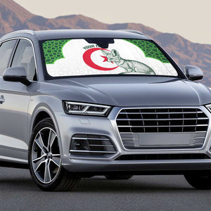 Custom Algeria Football Auto Sun Shade 2026 Go Greens Fennec With Islamic Pattern - African Pride