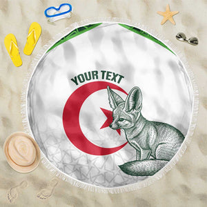 Custom Algeria Football Beach Blanket 2026 Go Greens Fennec With Islamic Pattern - African Pride