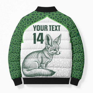 Custom Algeria Football Bomber Puffer Jacket 2026 Go Greens Fennec With Islamic Pattern - African Pride