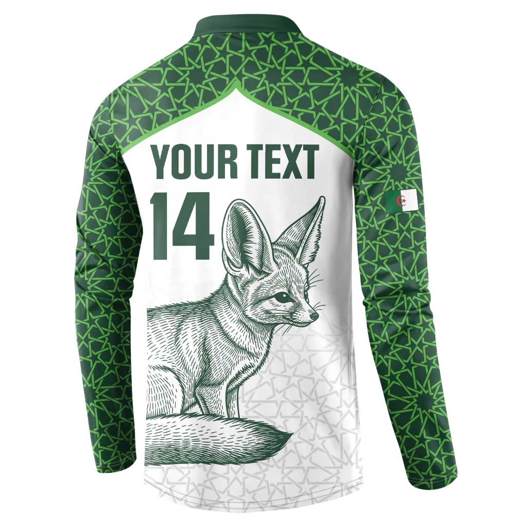 Custom Algeria Football Button Sweatshirt 2026 Go Greens Fennec With Islamic Pattern
