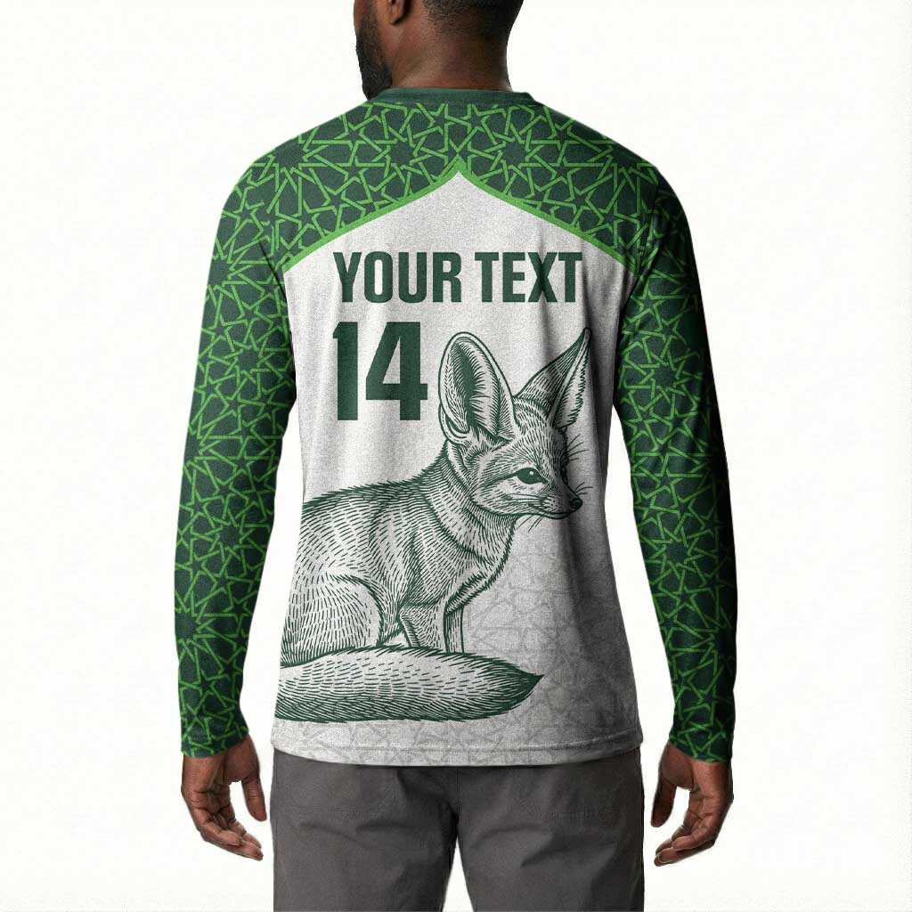 Custom Algeria Football Button Sweatshirt 2026 Go Greens Fennec With Islamic Pattern