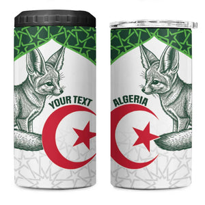 Custom Algeria Football 4 in 1 Can Cooler Tumbler 2026 Go Greens Fennec With Islamic Pattern - African Pride