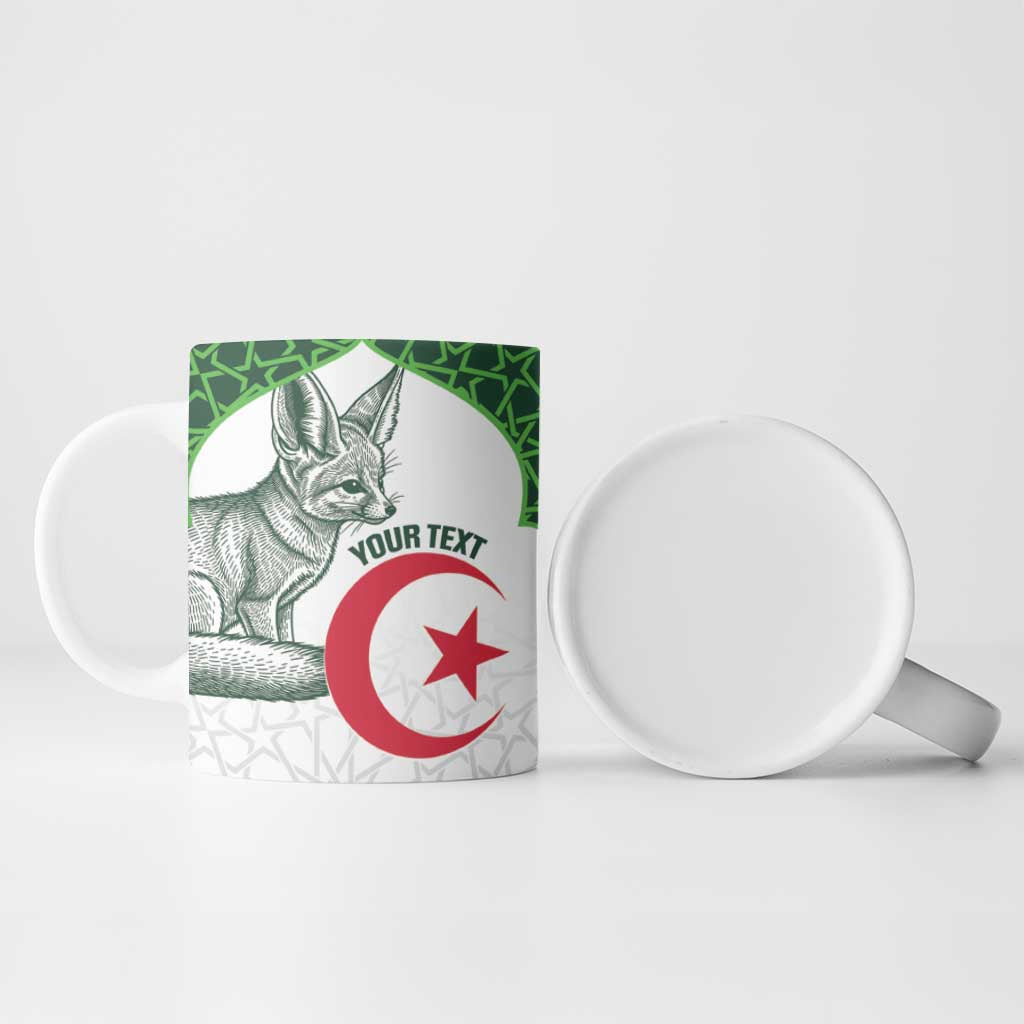 Custom Algeria Football Ceramic Mug 2026 Go Greens Fennec With Islamic Pattern - African Pride