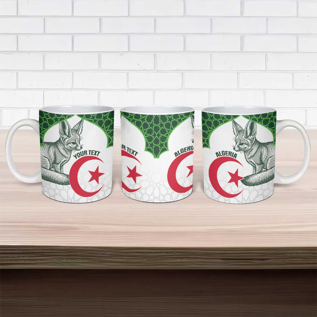 Custom Algeria Football Ceramic Mug 2026 Go Greens Fennec With Islamic Pattern - African Pride