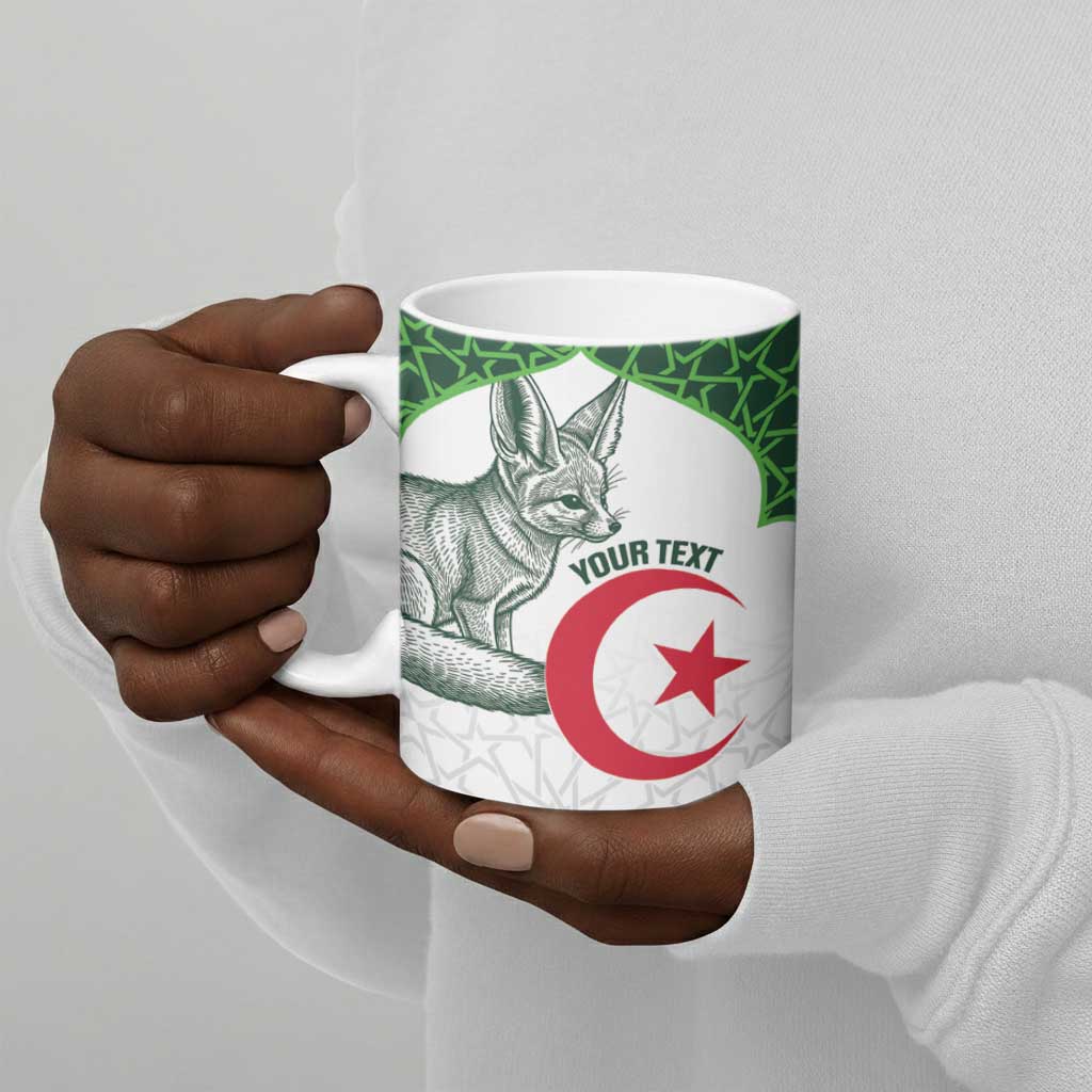 Custom Algeria Football Ceramic Mug 2026 Go Greens Fennec With Islamic Pattern - African Pride