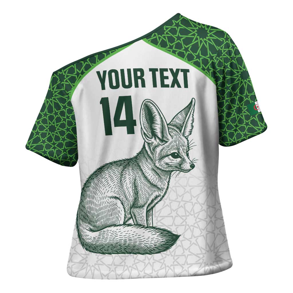 Custom Algeria Football Cross Shoulder Shirt 2026 Go Greens Fennec With Islamic Pattern - African Pride