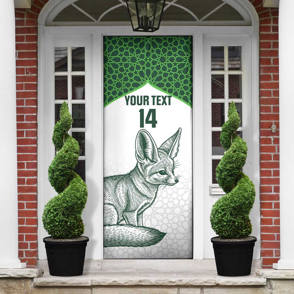 Custom Algeria Football Door Cover 2026 Go Greens Fennec With Islamic Pattern - African Pride